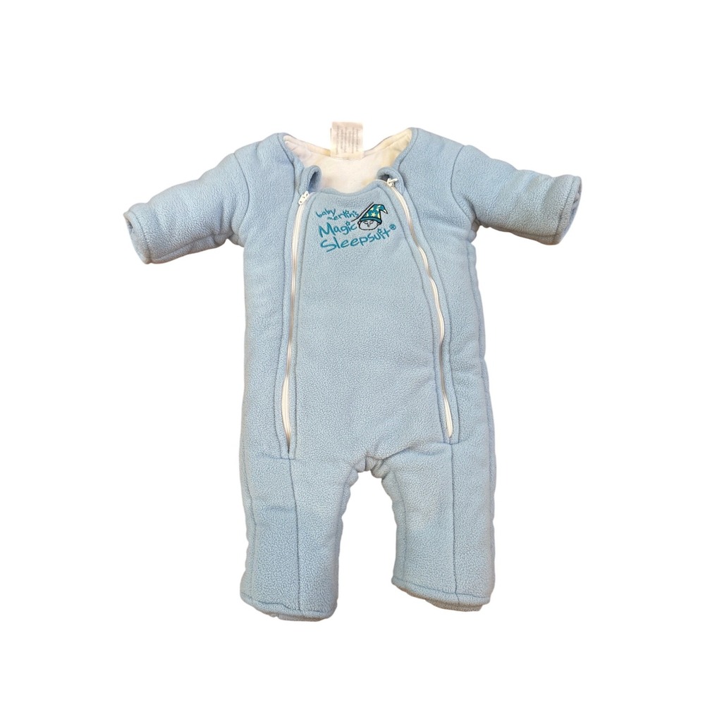 Baby Merlin Magic Sleepsuit Kids Blue Fleece Transition Swaddle SIZE Small 3-6M - Picture 1 of 5